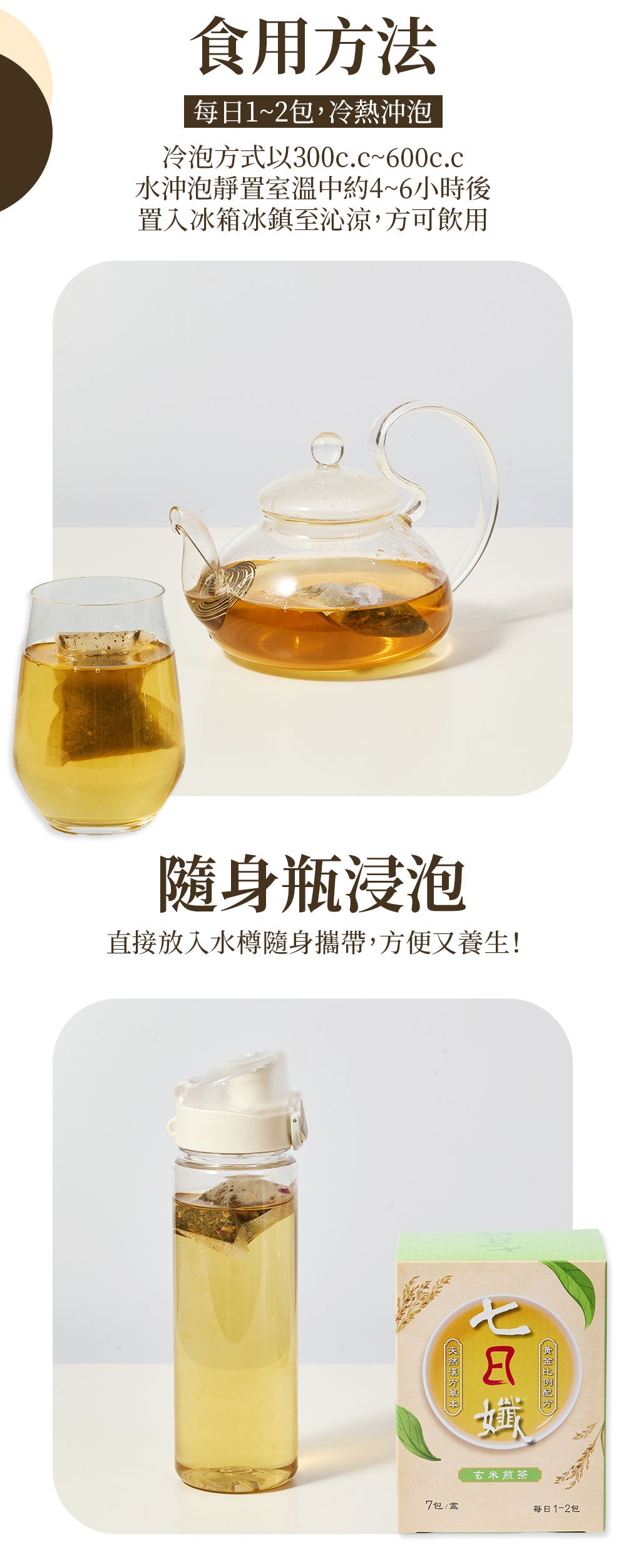 七日孅 - 玄米煎茶 代謝茶【4盒裝】(7包/盒)|順暢代謝 × 排毒消腫 × 養生冷泡茶 × 無糖茶包飲品