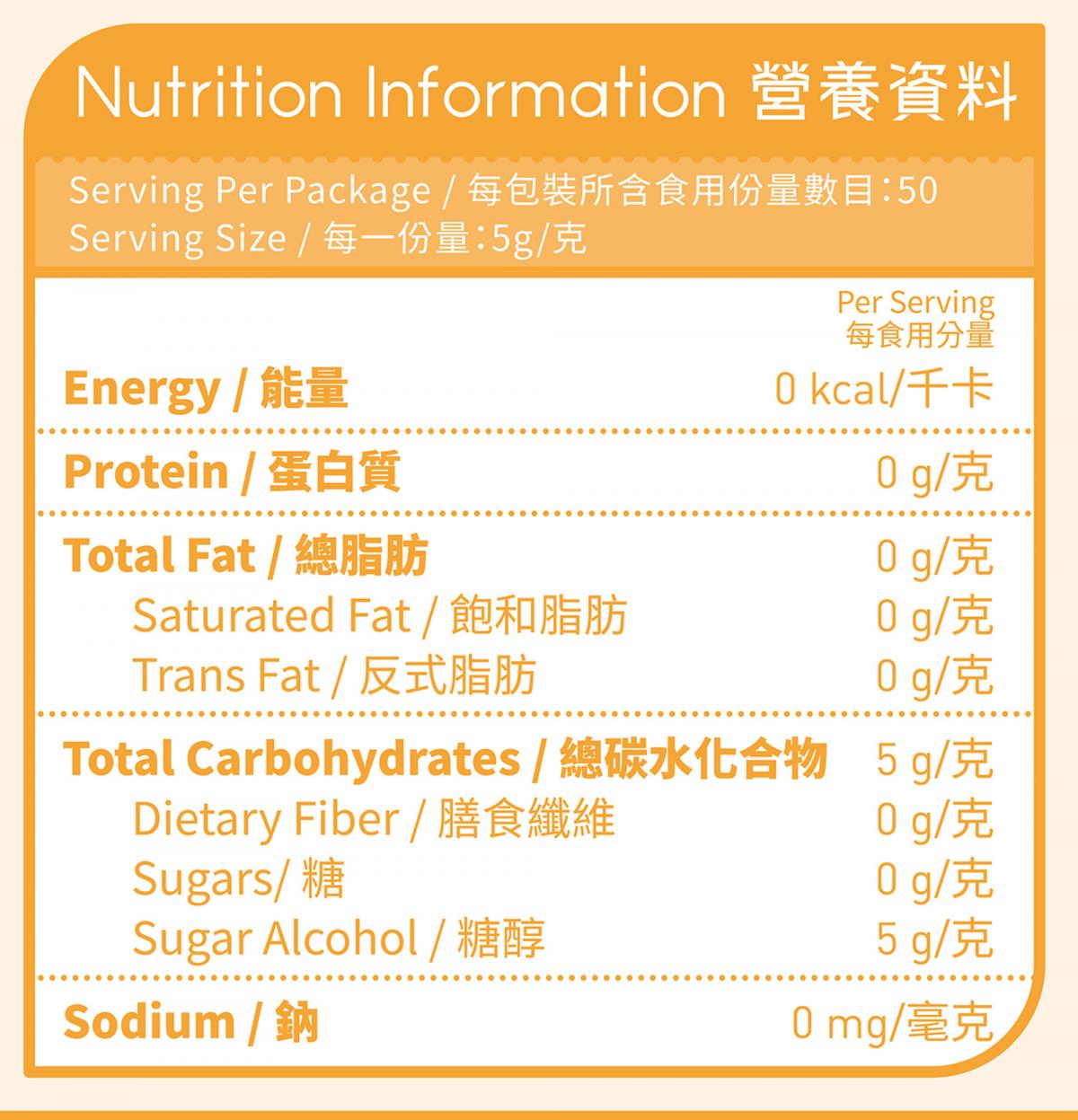 輕食時光 - 赤藻糖醇隨身方便裝(50包裝)生酮低碳純素飲食 零卡代糖