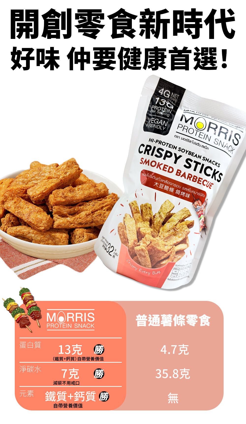MORRIS - 原箱優惠 - 生酮素食大豆脆條 燒烤味 - 0糖健康零食 高蛋白質香脆零食 適合低糖低碳水#即食雞胸肉薯片零食