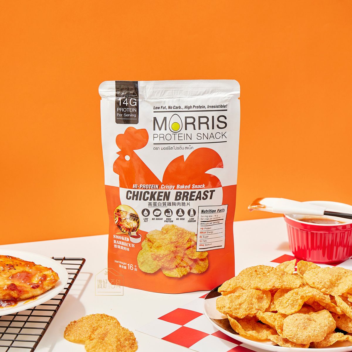 MORRIS - 高蛋白質雞胸肉脆片 四款口味試食裝 - 無麩質 生酮飲食/低醣飲食/非油炸/低卡路里/健身低脂食品/低碳水化合物/減肥零食#即食雞胸肉薯片零食