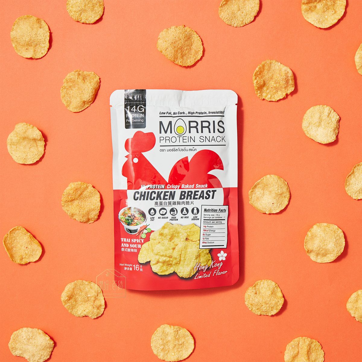 MORRIS - 高蛋白質雞胸肉脆片 四款口味試食裝 - 無麩質 生酮飲食/低醣飲食/非油炸/低卡路里/健身低脂食品/低碳水化合物/減肥零食#即食雞胸肉薯片零食