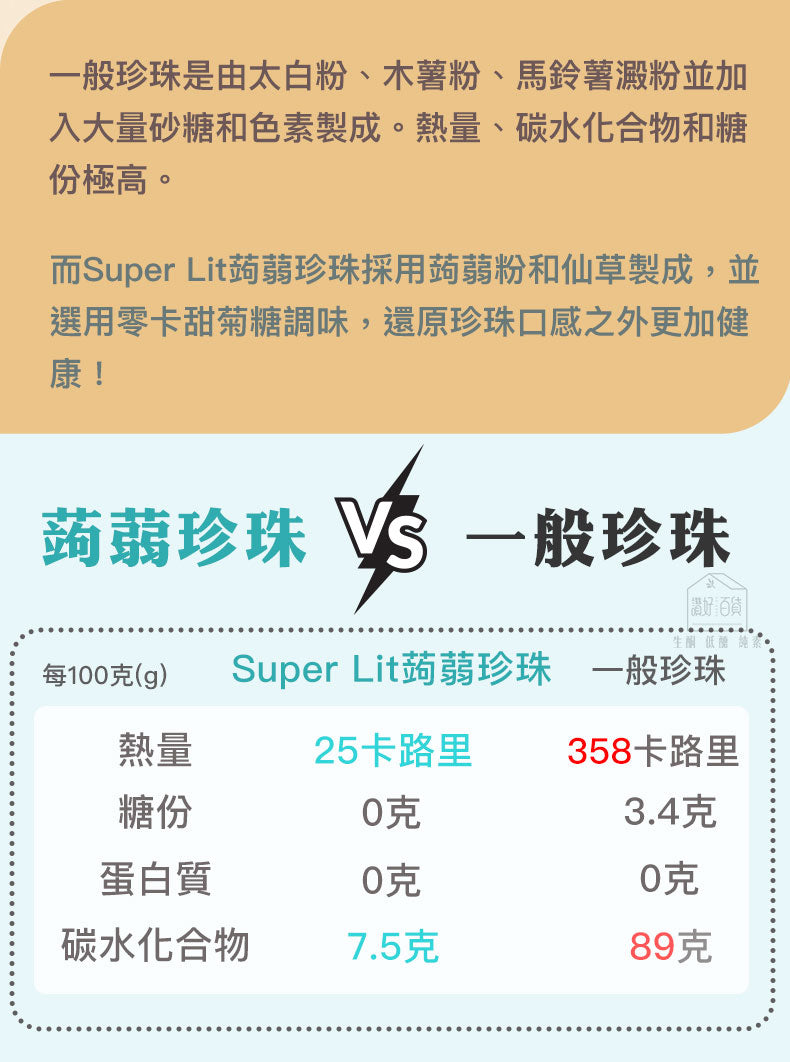 SUPER LIT - Stevia甜蒟蒻珍珠 3包裝 可减肥既珍珠奶茶