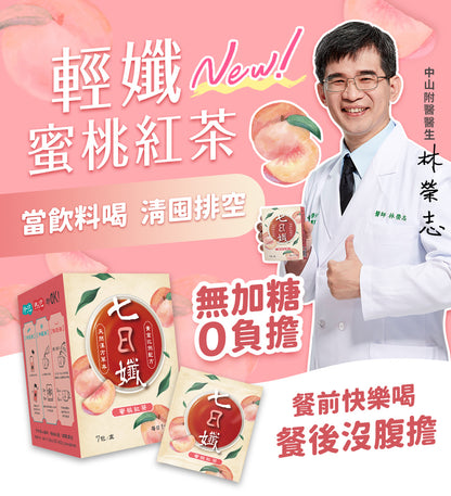 七日孅 - 經典茶品試飲套裝 代謝茶（原味、蜜桃紅茶、玫瑰綠、玄米煎茶）｜順暢代謝 × 排毒消腫 × 養生冷泡茶 × 無糖茶包飲品