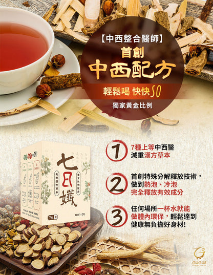 七日孅 - 原味代謝茶（7包/盒）｜順暢代謝 × 排毒消腫 × 養生冷泡茶 × 無糖茶包飲品