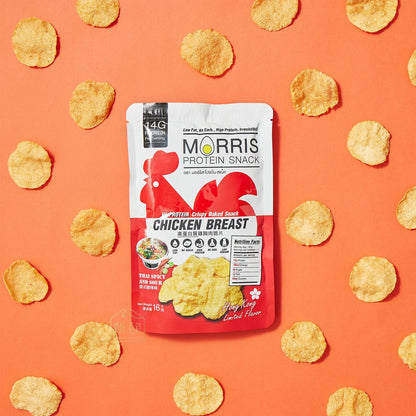 MORRIS - 高蛋白質雞胸肉脆片 四款口味試食裝 - 無麩質 生酮飲食/低醣飲食/非油炸/低卡路里/健身低脂食品/低碳水化合物/減肥零食#即食雞胸肉薯片零食
