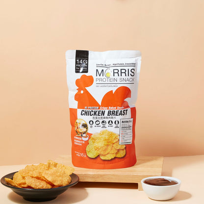 MORRIS - 雞胸肉脆片套裝 - 高蛋白質 燒烤味及酸忌廉洋蔥味 + CHICKY SHAKE 零脂肪 魷魚味及紫菜芥辣味 - 生酮飲食 低碳低卡路里#即食雞胸肉薯片零食